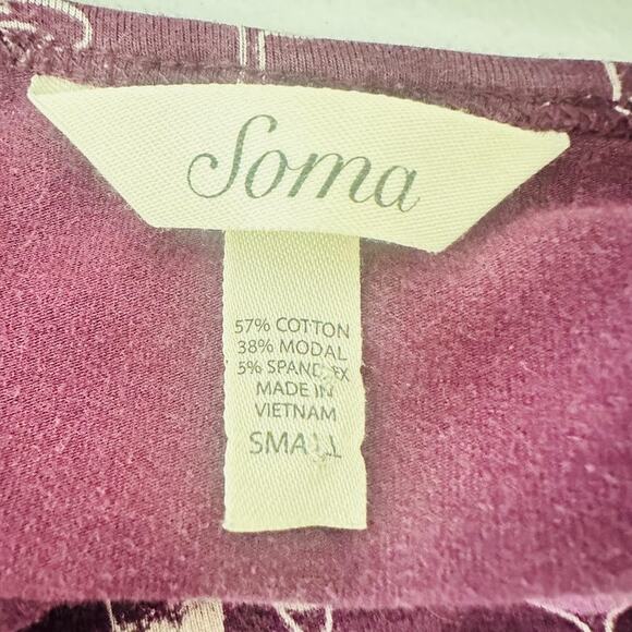 Soma Nightshirt Small Short Gown Pajama Nightgown Purple Wine Champagne Fun - Picture 4 of 5